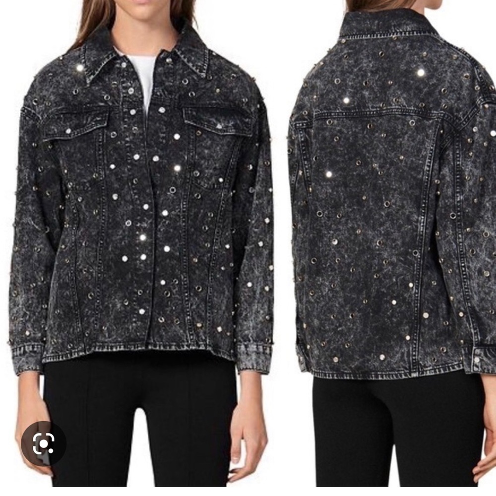 Sandro mirror studded denim jacket